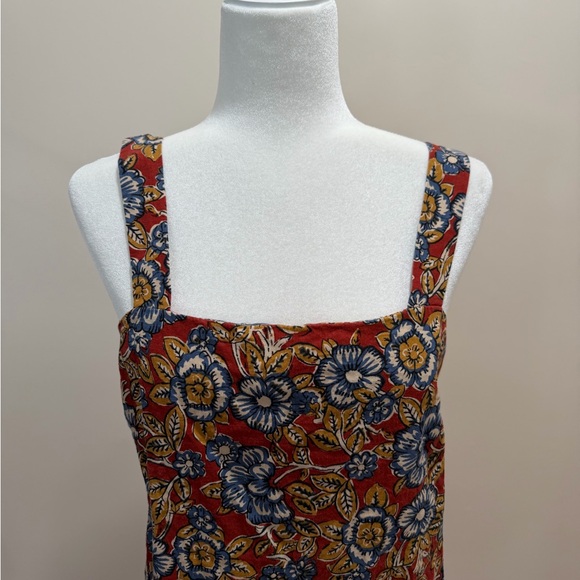 Faherty Red Desert Bloom Floral Pacifica Linen Tank Top Sz. M - Picture 3 of 6